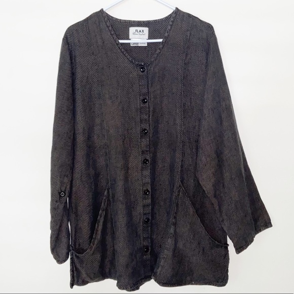 Flax Tops - FLAX Lagenlook Buttoned Top With Pockets